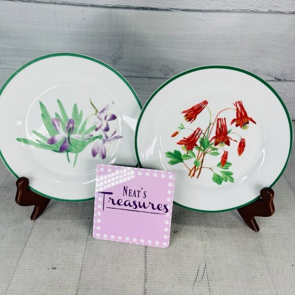 National Wildlife Federation AMERICAN WILDFLOWERS Flower Salad Plates Set of 2 - Picture 1 of 13